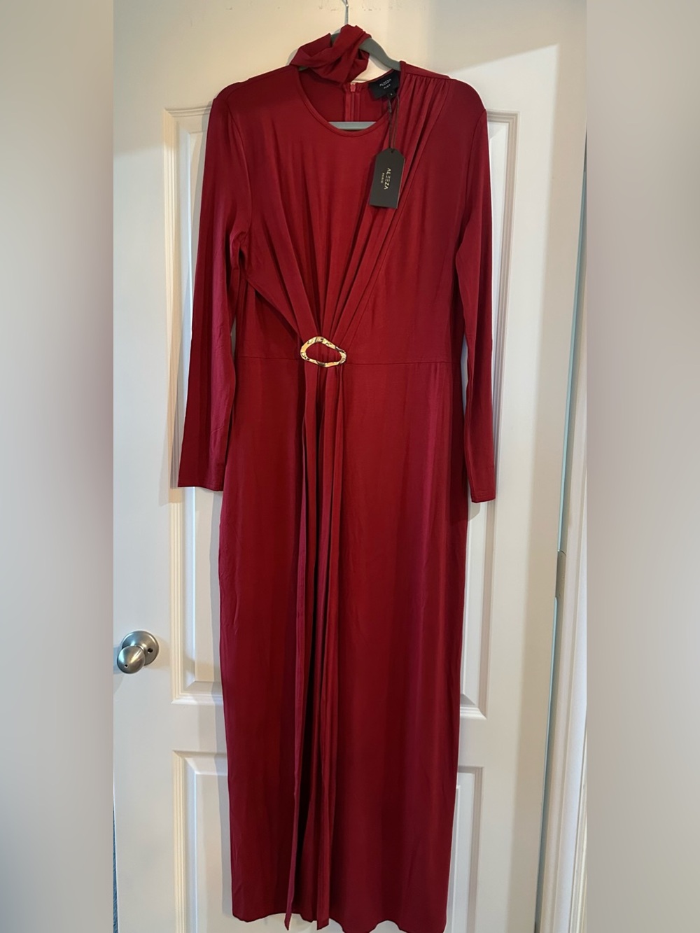 NWT Aleeza Paris High-Neck Draped Dress - Size L - Picture 6 of 14